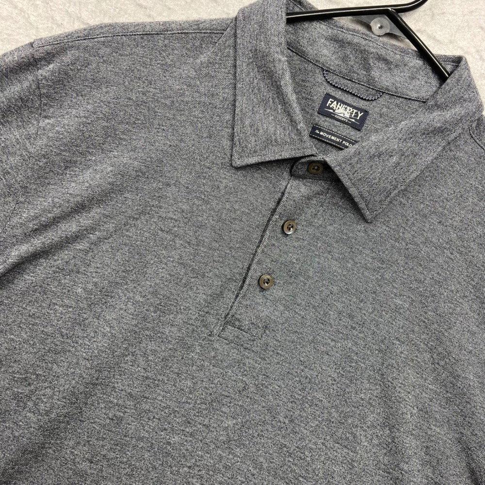 Faherty The Movement Polo Shirt Mens XL Heather Gray Pima Cotton Modal Stretch